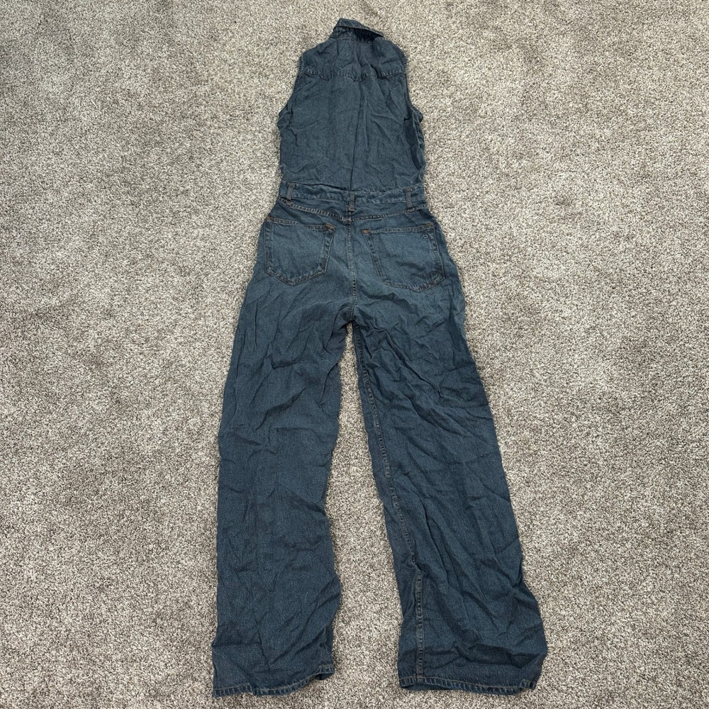 Rag & Bone Jumpsuit Womens S Blue Sleeveless Wide Leg Button Down Denim - Picture 3 of 11